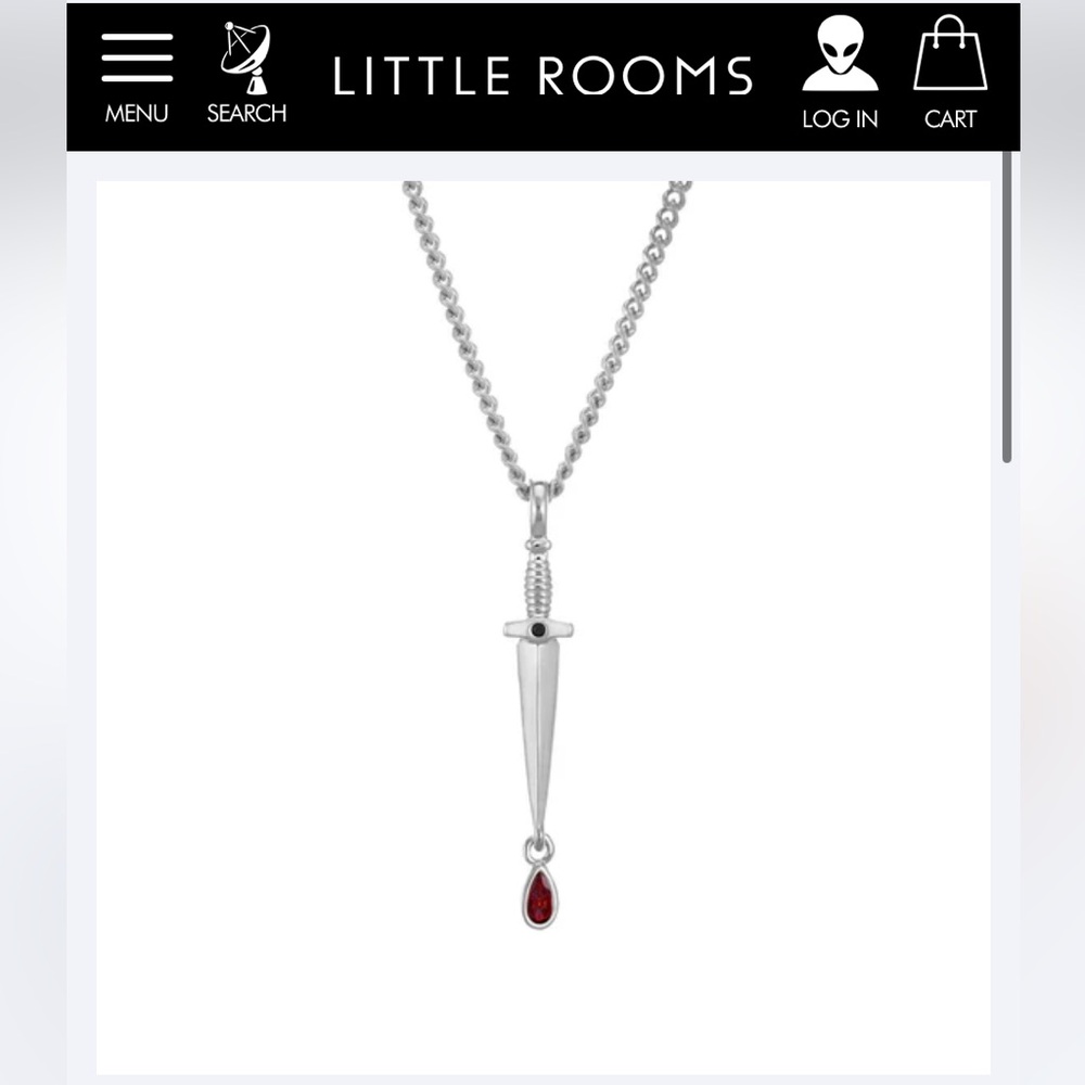 Silver Dagger Necklace with Red /Orange Accent Little Rooms